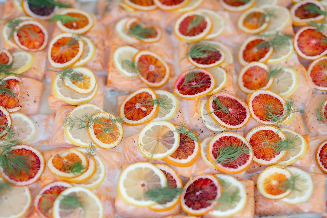 Blood-orange and citrus canapés