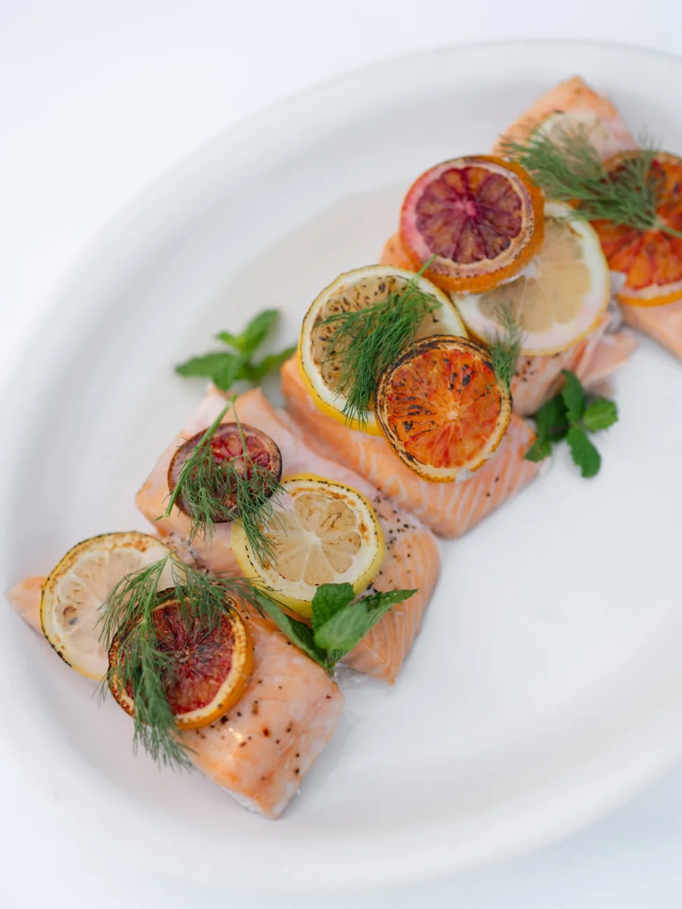 Citrus-herb salmon with blood orange and dill