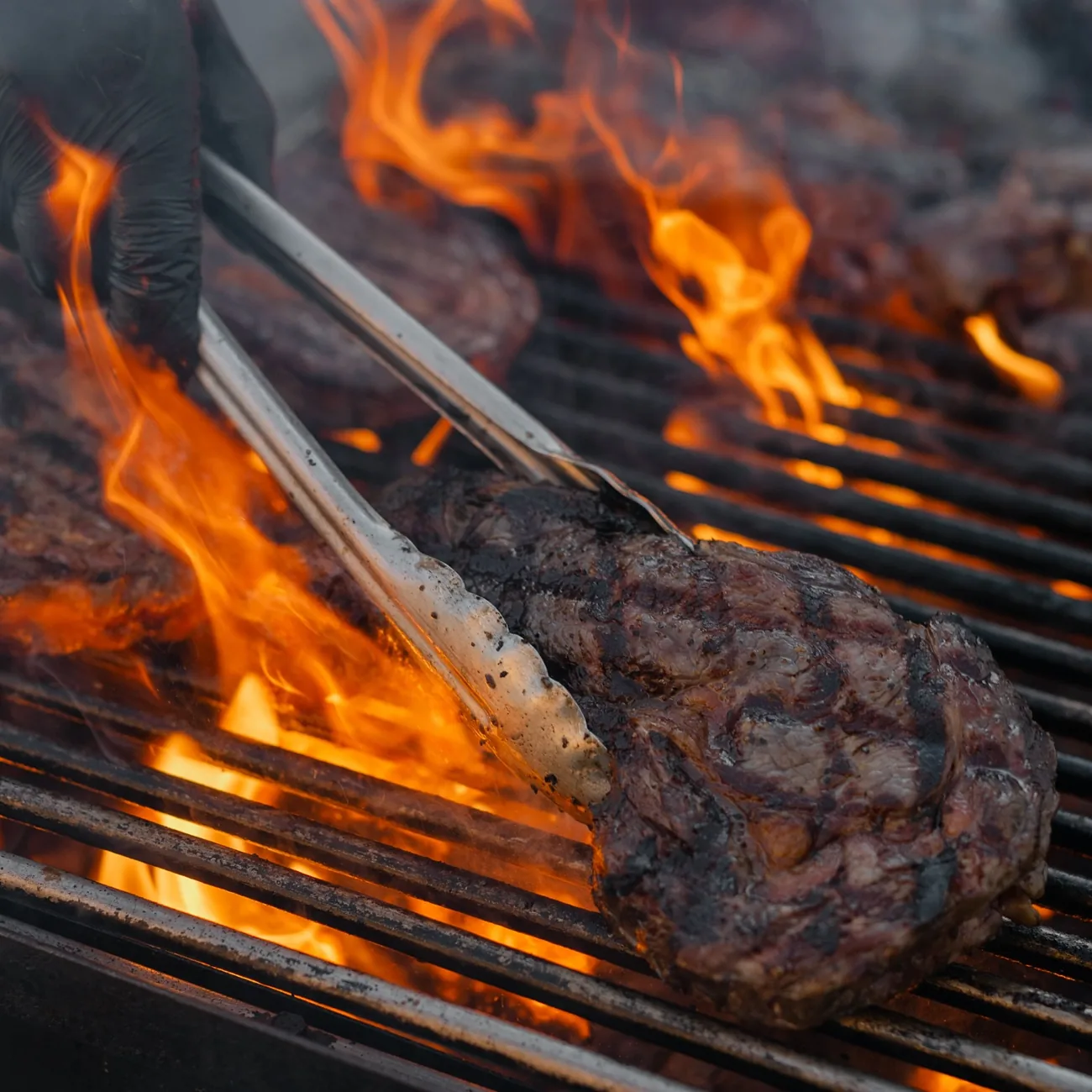 A rib-eye seared over open flame