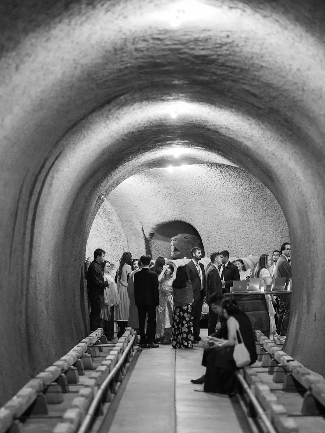 Guests gathered in the wine caves at Gundlach Bundschu