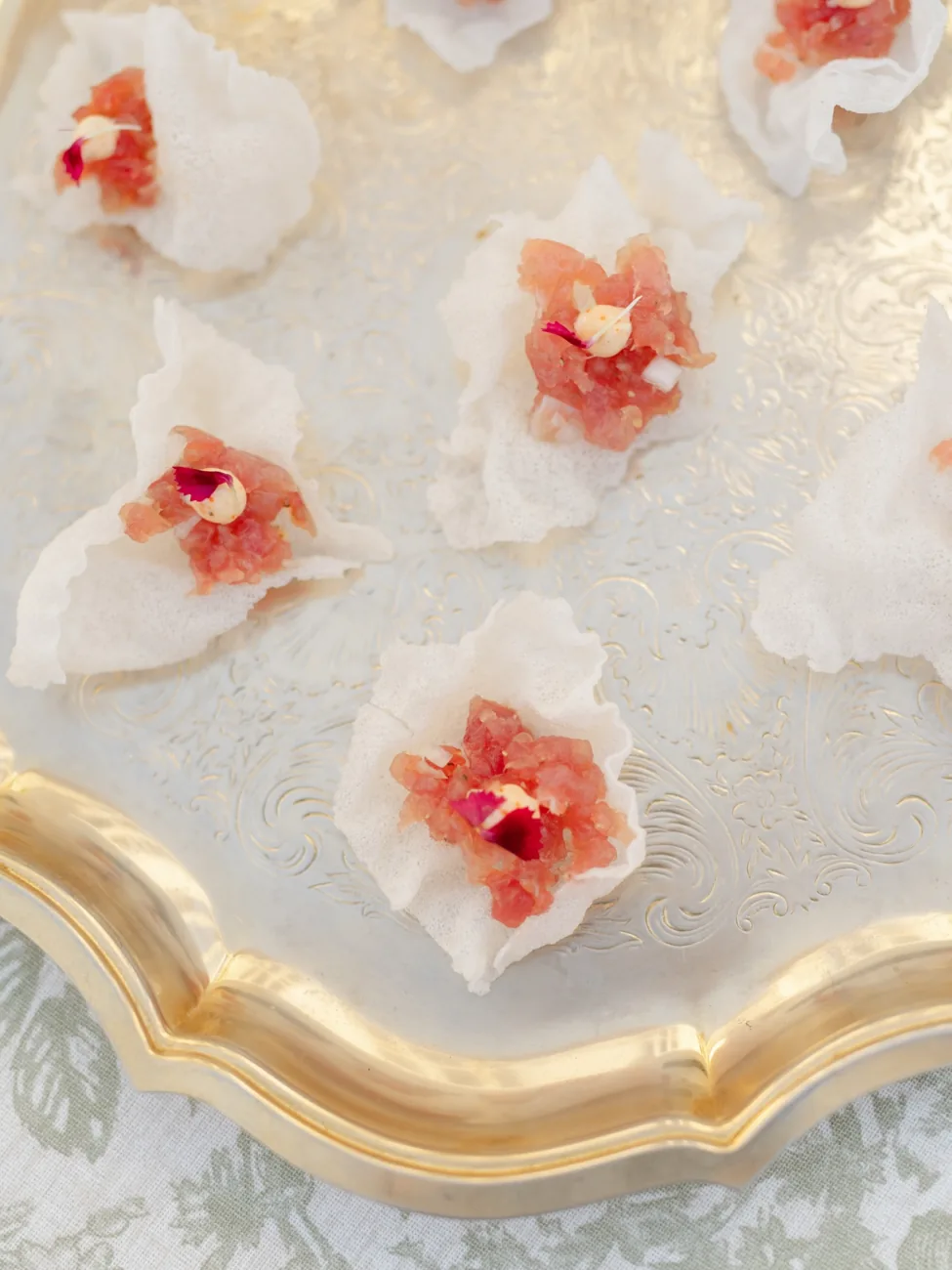 Rose-petal preserve bites, a passed appetizer