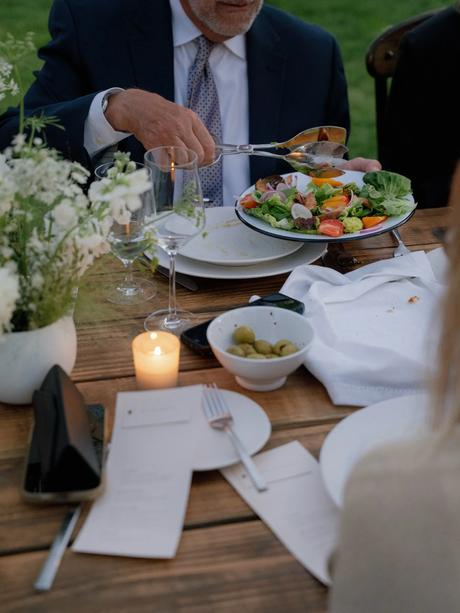 A salad course served at the table at Santa Ynez Ranch