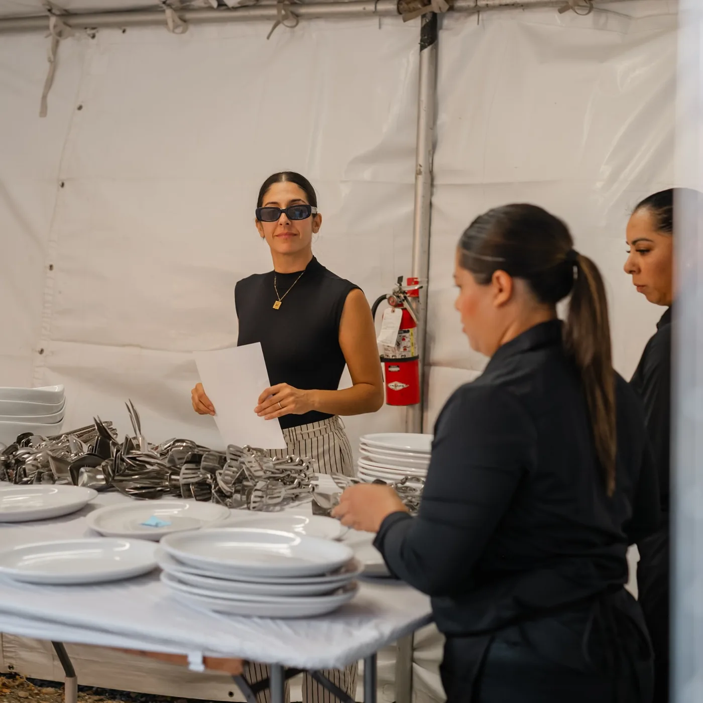 The All Purpose Flower team plating on site
